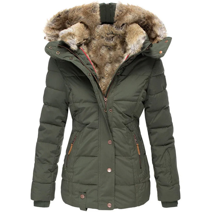 THRINA | WARM WINTER COAT WITH FAUX FUR LINING